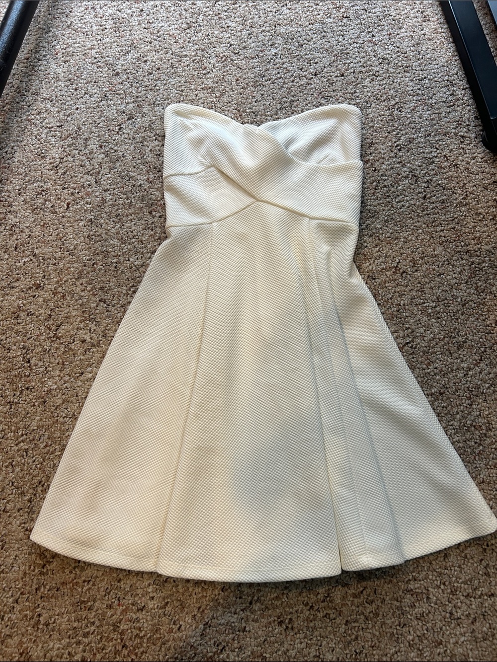 Francesca’s Strapless Cream Textured A-Line Dress